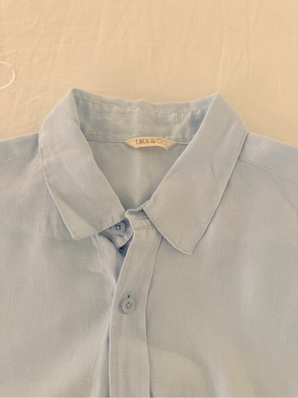 Men's Light Blue Linen Button-Down Shirt by